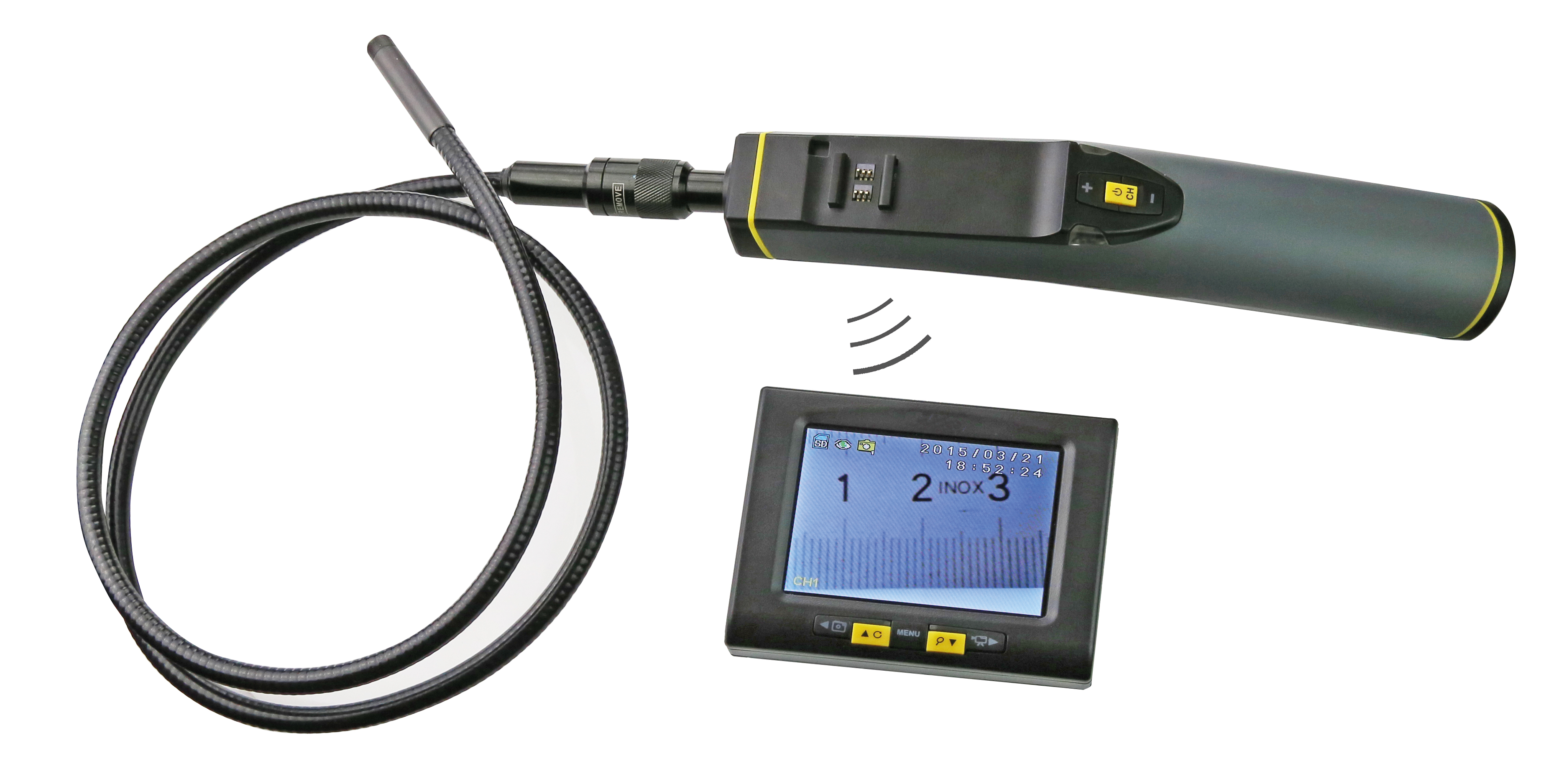 Foto-Video-Endoskop mit Sonde Ø 12 x 1000 mm | abnehmbarer drahloser 3,5"  LCD-Farbmonitor
