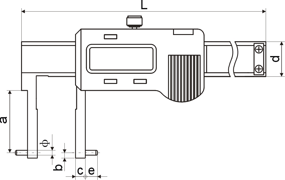 Zeichnung Digital-Innen-Nuten-Messschieber 50 - 300 mm mit Stift 3V
