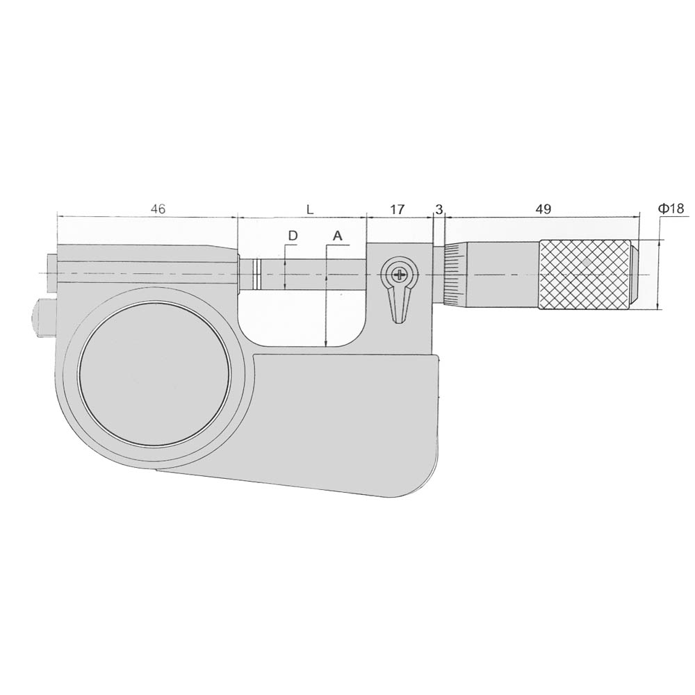 Zeichnung Bügelmessschraube mit Digital-Feinzeiger 75 - 100 mm Messbereich
