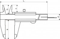Zeichnung Taschen-Messschieber 0-150 mm rundes Tiefenmaß DIN 862
