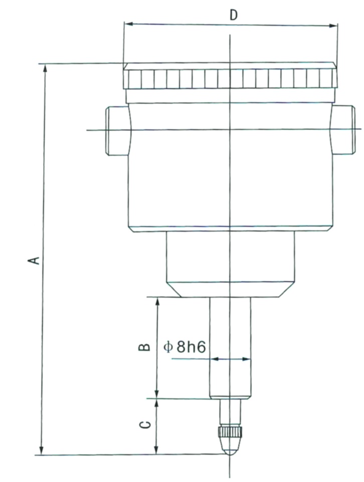 Zeichnung Messuhr 3 x 0,01 mm mit rückwärtiger Messspindel