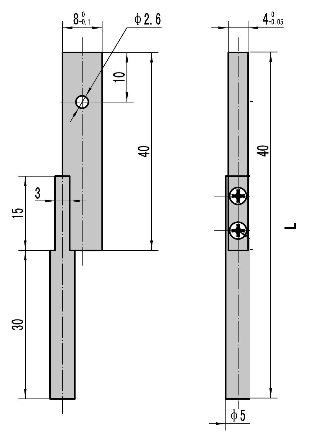 Technical drawing Measuring insert with round measuring pin Ø 5 mm