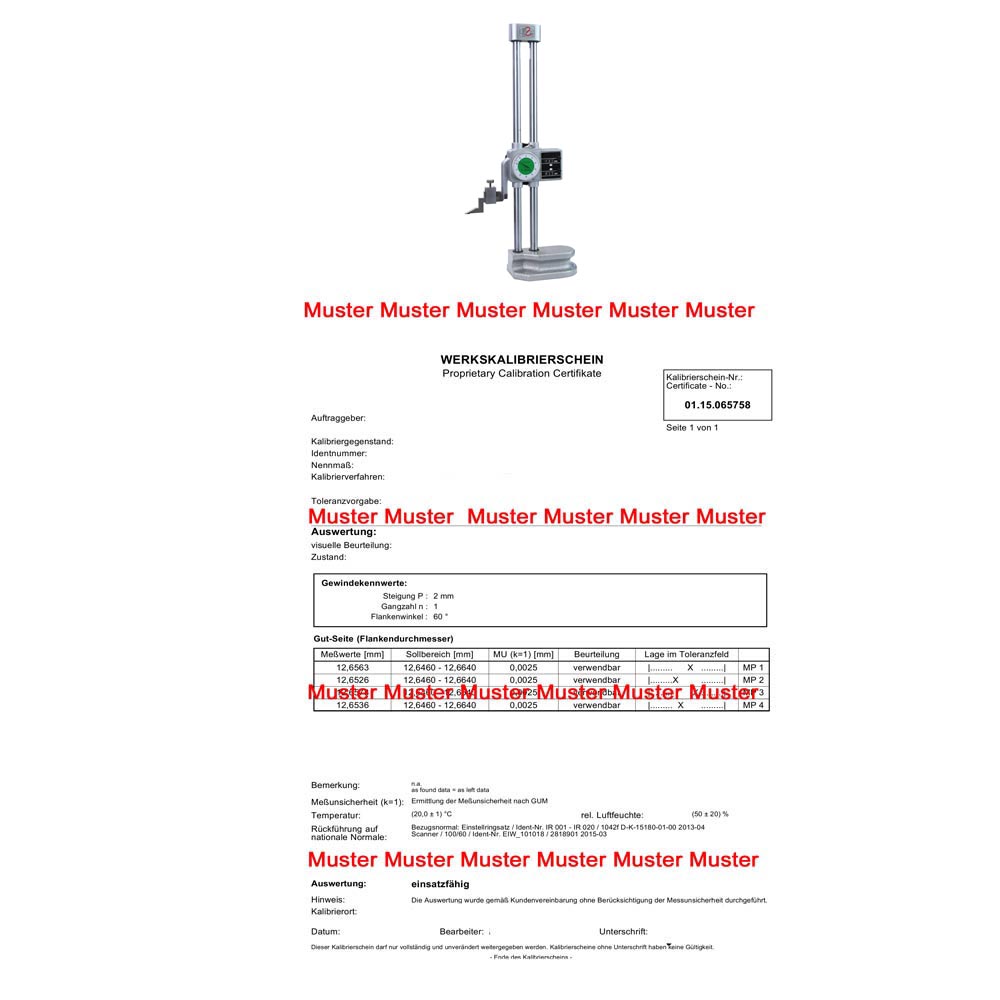 Kalibrierung Höhenreißer mit Doppelsäulen > 300 - 600 mm Messbereich Kalibrierung Höhenreißer mit Doppelsäulen > 300 - 600 mm Messbereich