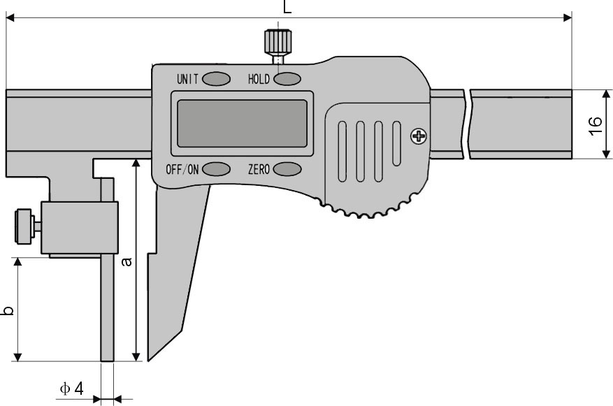 Zeichnung Digital-Messschieber zur Wanddickenmessung 4 - 150 mm 3V