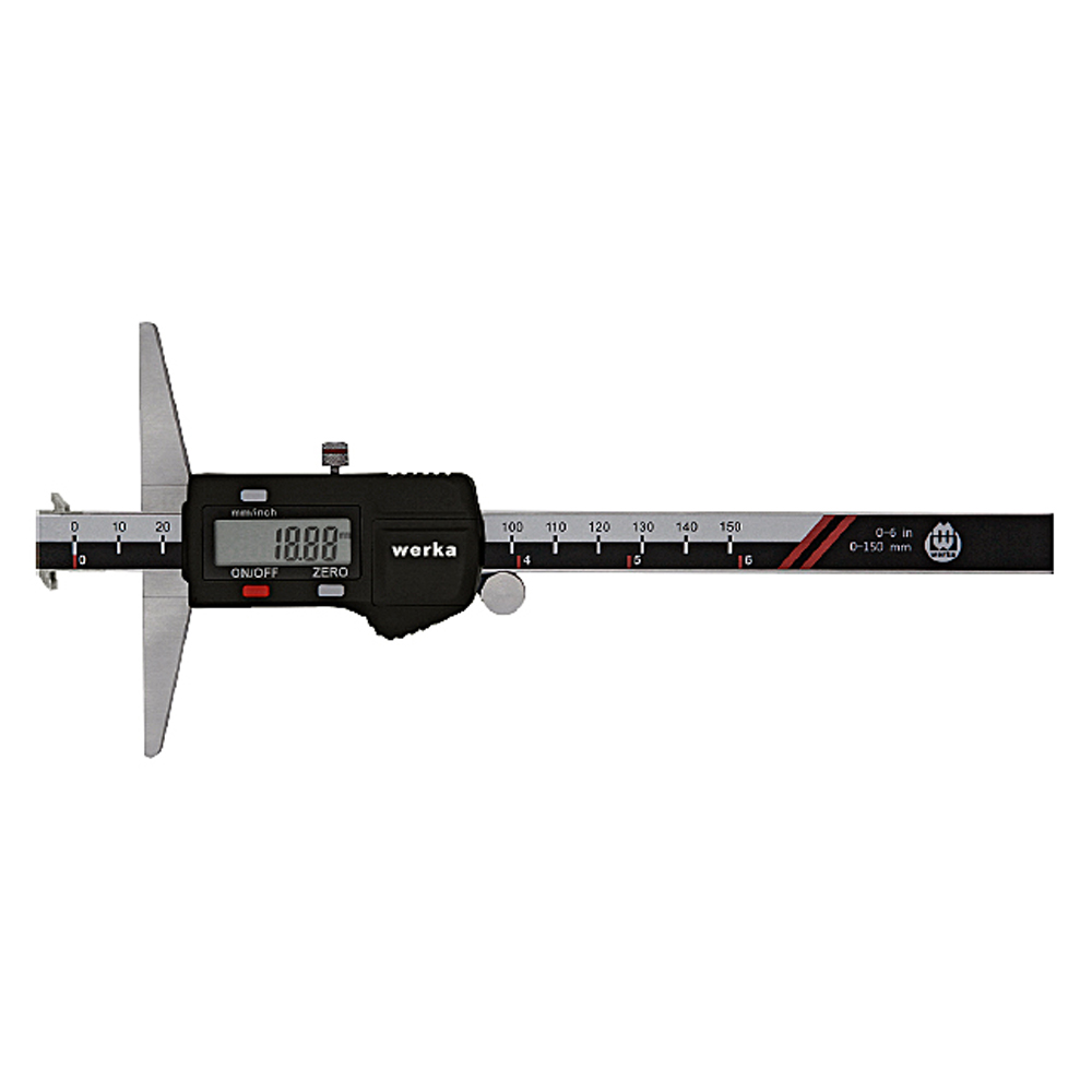 Digital depth caliper 300 mm range with double hook  | DIN 862 