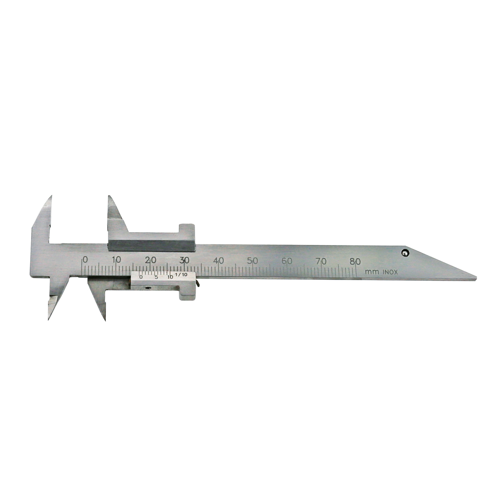 Klein-Messschieber 0 - 80 mm mit spitzem Schnabel für Zahntechniker