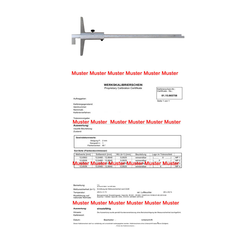 Kalibrierung für Tiefen-Messschieber > 200 - 500 mm mit umsteckbarer Stange Kalibrierung für Tiefen-Messschieber > 200 - 500 mm mit umsteckbarer Stange
