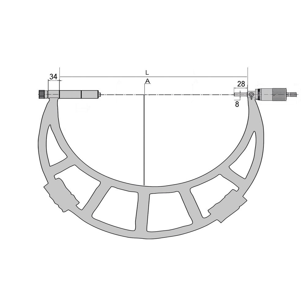 Zeichnung Bügelmessschraube mit 300 - 400 mm großem Messbereich Zeichnung Bügelmessschraube mit 300 - 400 mm großem Messbereich