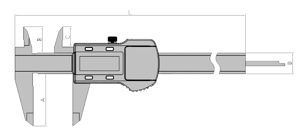 Technical drawing Digital pocket caliper IP 67 0 - 300 mm DIN 862