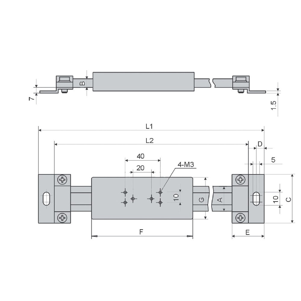 Drawing Digital scale unit 1000 mm, aluminium, with external display