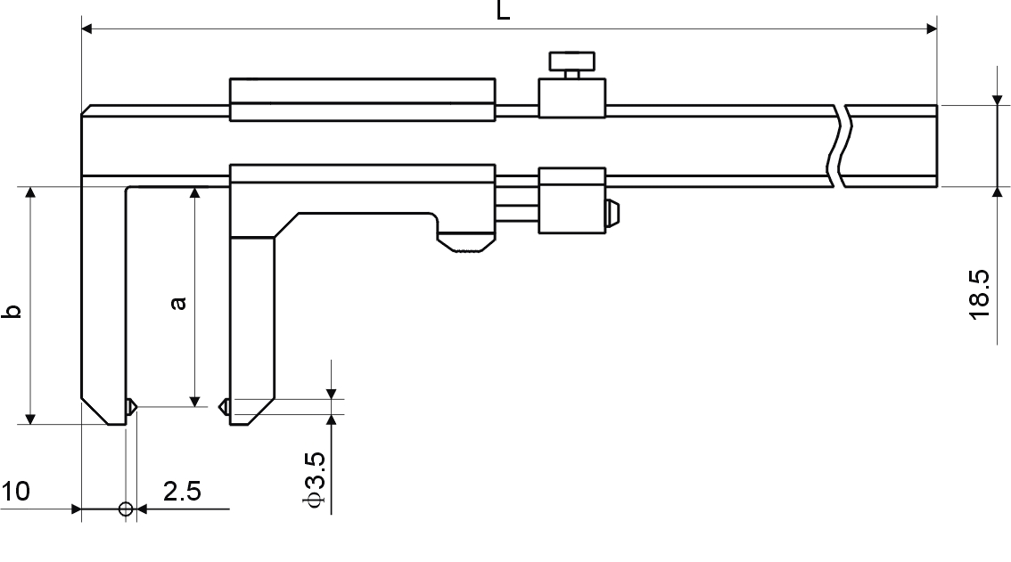 Zeichnung Bremsscheiben-Prueflehre 0 - 100 mm Messbereich