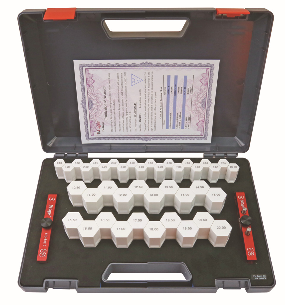 Pin gauges set 0,5 - 20,0 mm 40 pcs. ± 0,004 mm Pin gauges set 0,5 - 20,0 mm 40 pcs. ± 0,004 mm