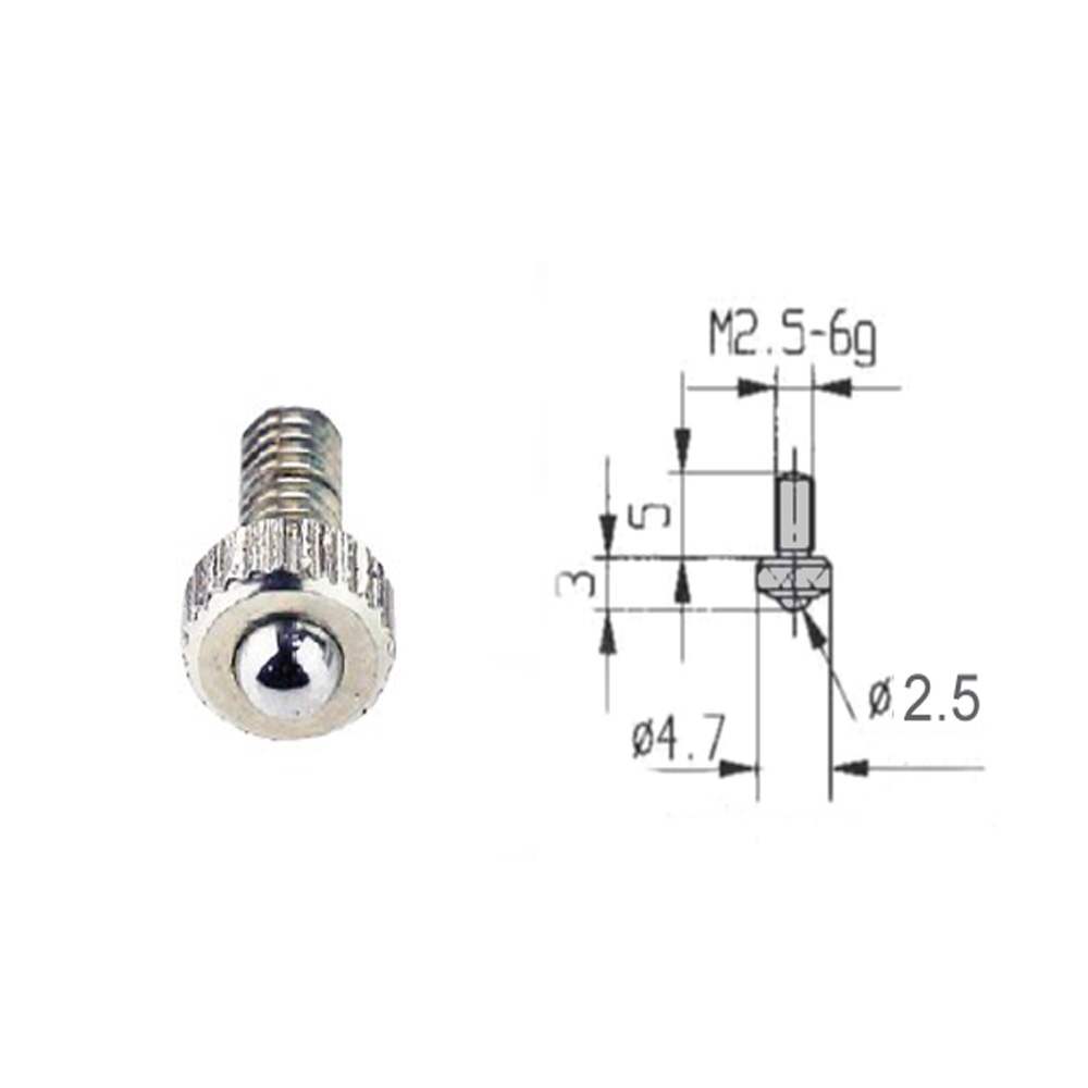 Messeinsatz kleine Kugel 2,5 mm für Messuhren Gewinde M 2,5