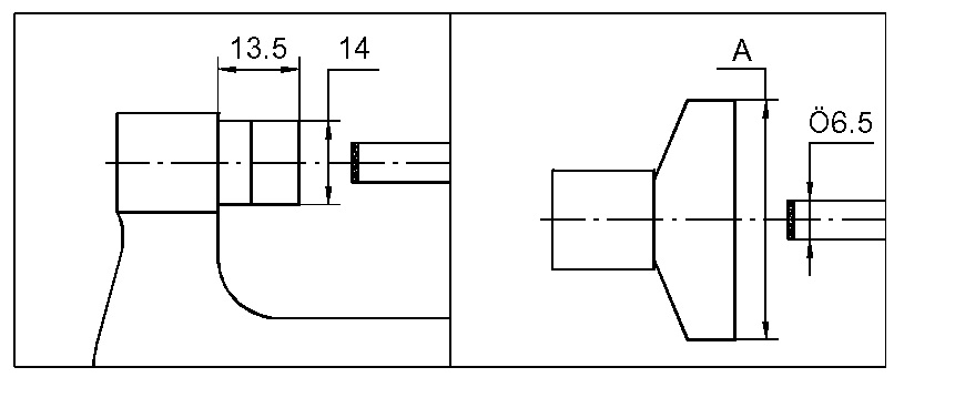 Zeichnung Bügelmessschrauben 25-50 mm mit großem Amboss analog