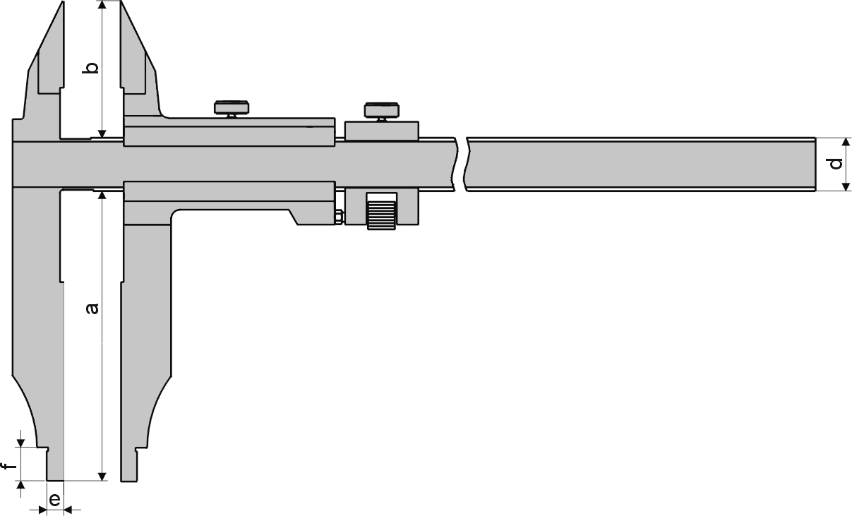 Technical drawing Precison control caliper, 300 x 100 mm, with points, DIN 862