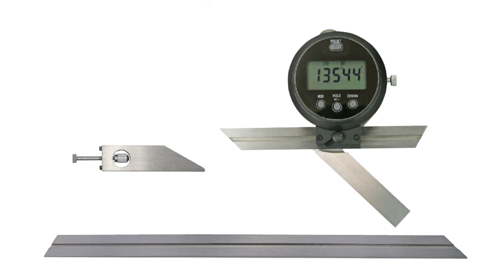 Digital-Winkelmessgerät 4 x 90° - 360° Messbereich mit zwei Messschienen