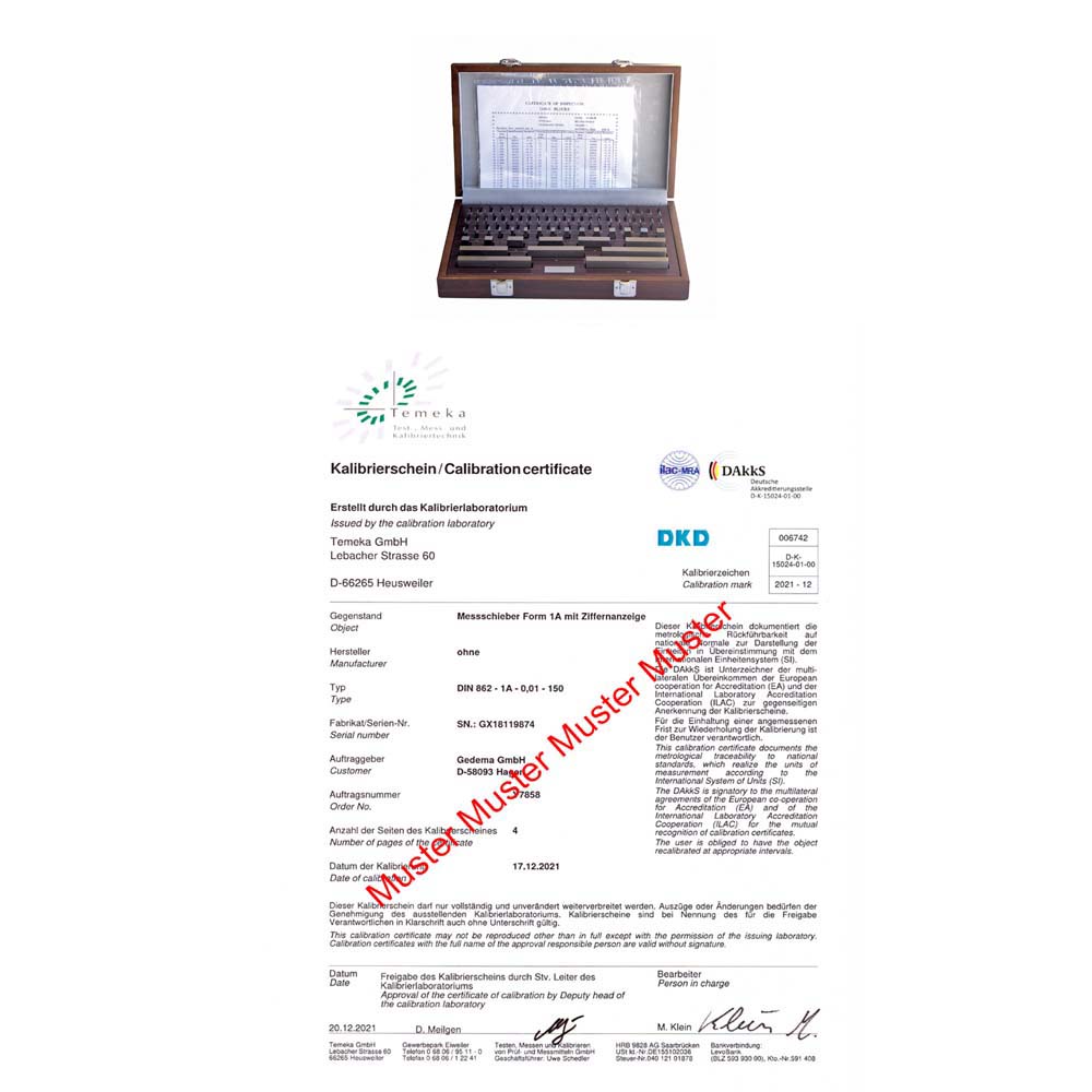 DAkkS certification for gauge block set 32 pcs. DAkkS certification for gauge block set 32 pcs.