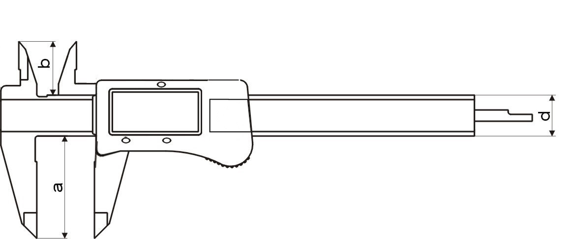 Technical drawing Digital pocket caliper with autolock 0-200 mm DIN 862