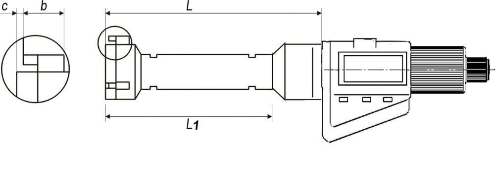 Technical drawing Digital three point internal micrometer 87-100 mm range