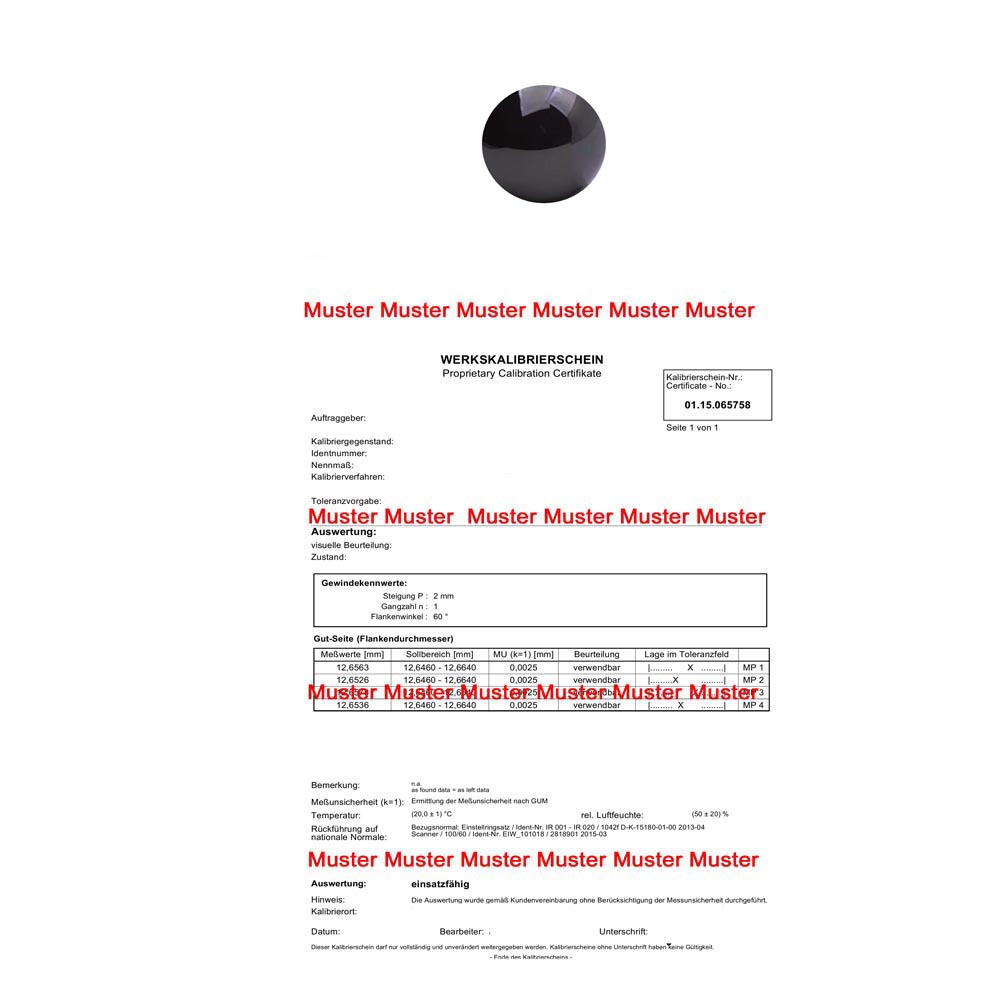 Kalibrierung Messkugeln einzeln Ø 2 - 30 mm
