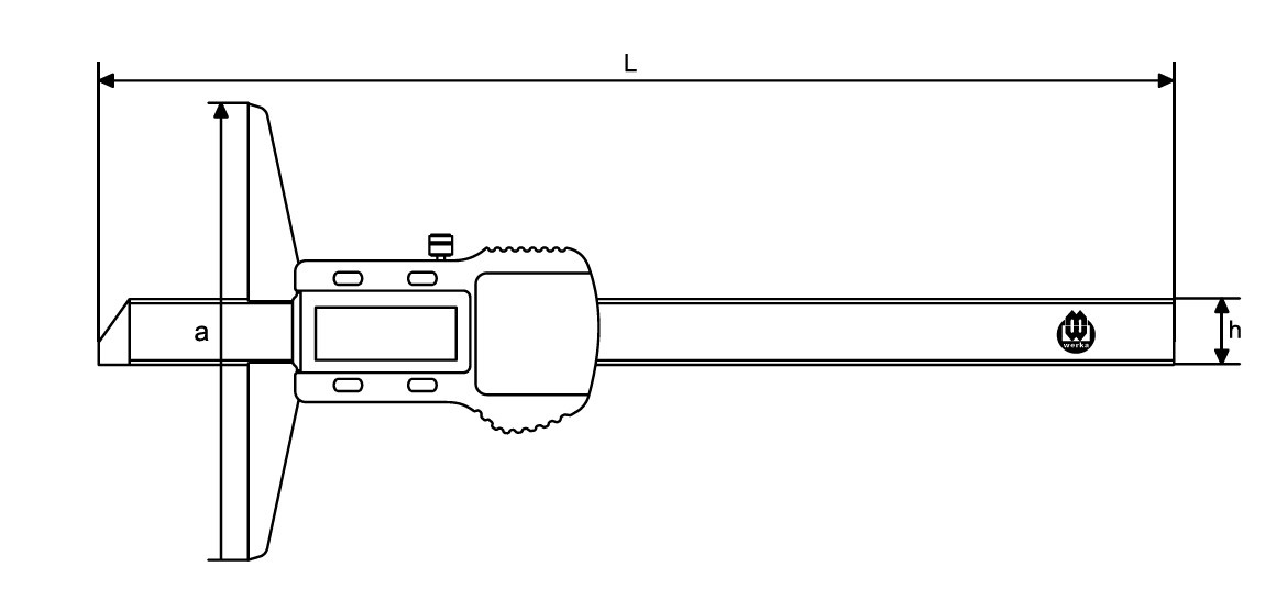 Zeichnung Digital Tiefen-Messschieber IP67 211-7930 - Messwelt