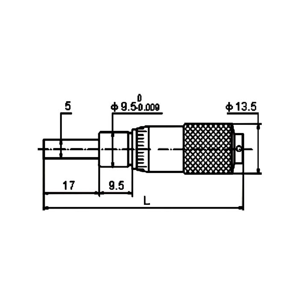 Technical drawing Small micrometer head 0 - 13 mm range flat measuring face