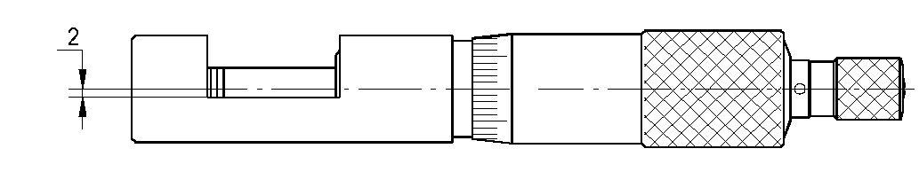Zeichnung Bügelmessschraube 0 - 10 mm zur Drahtmessung Zeichnung Bügelmessschraube 0 - 10 mm zur Drahtmessung