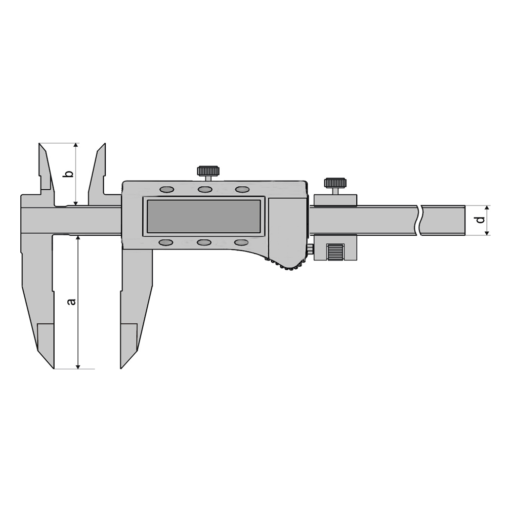 Zeichnung Digital-Werkstatt-Messschieber 300 x 100 mm mit Kreuzspitzen und Messerschnabel