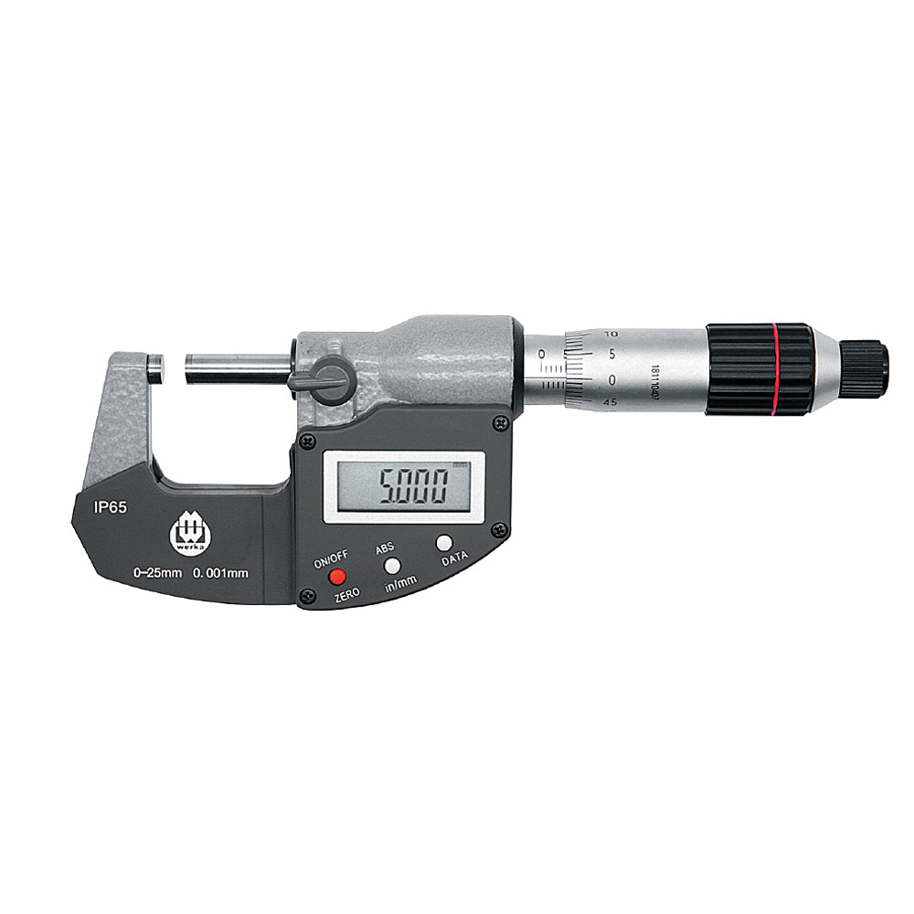 Digital Outside micrometer IP65 0-25 mm range | DIN 863