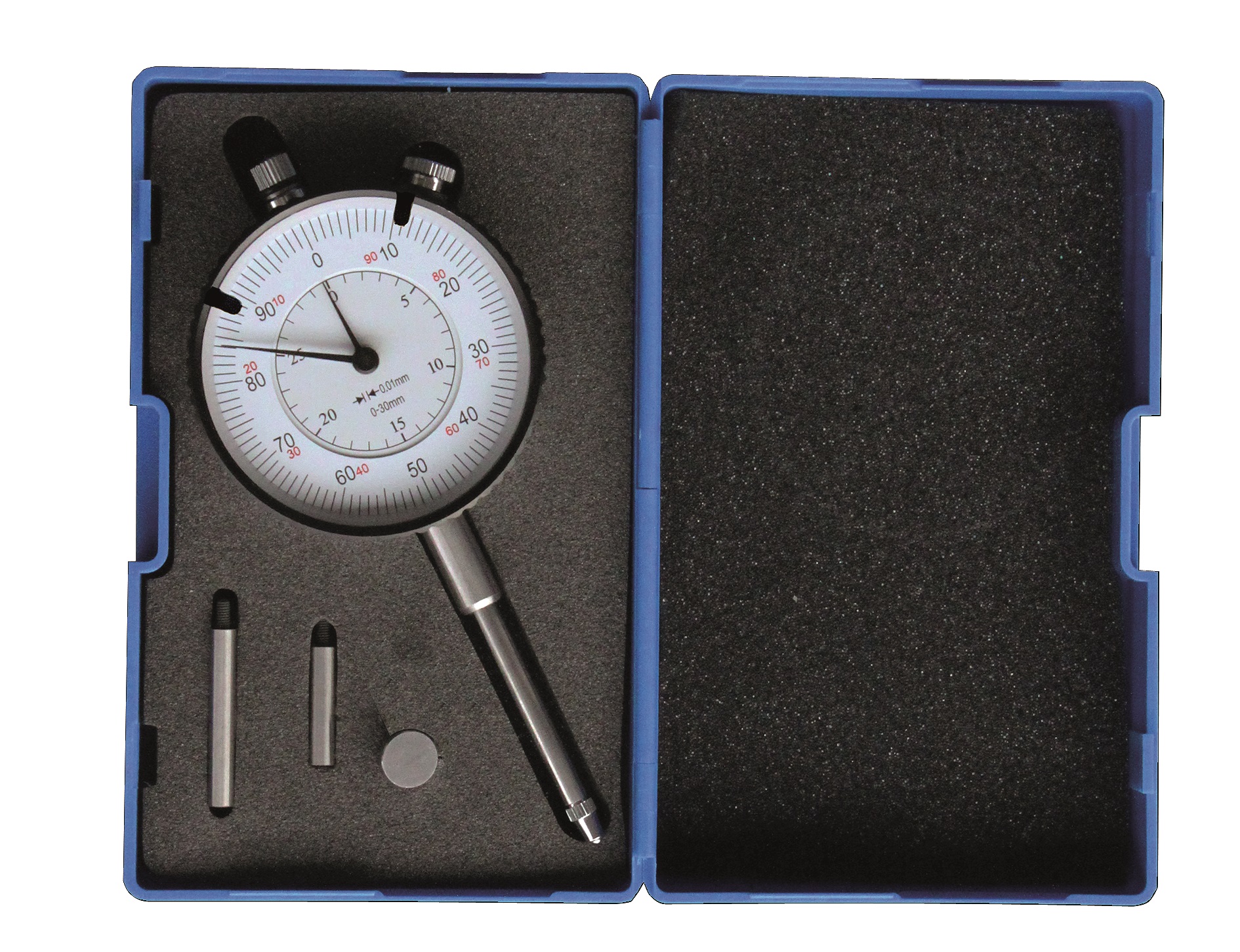 Messuhr 0 - 30 mm mit Verlängerungen und Teller-Einsatz Messuhr 0 - 30 mm mit Verlängerungen und Teller-Einsatz