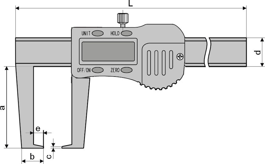 Technical drawing Digital outside groove caliper 0 - 150 mm 3V