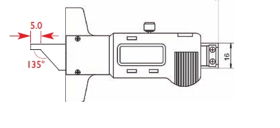 Technical drawing Digital chamfer caliper 45° with metal casing