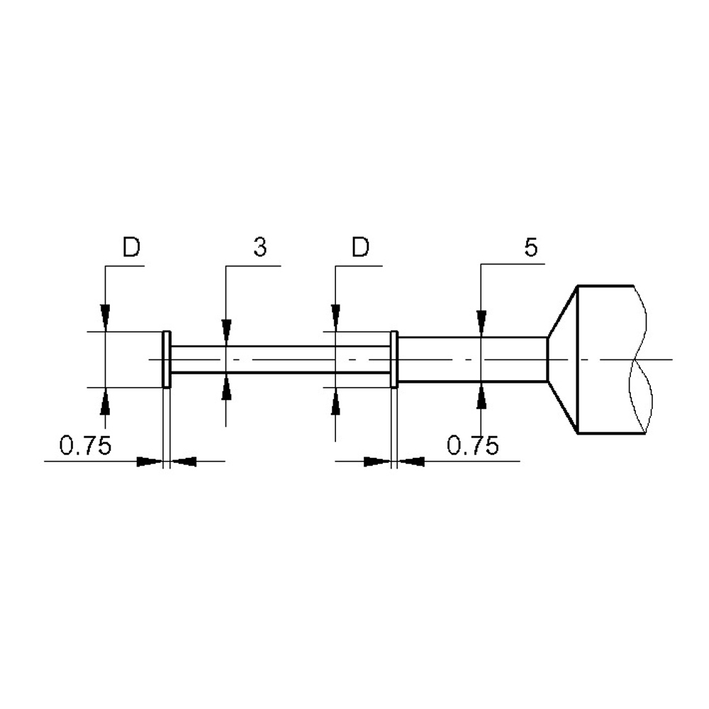 Technical drawing Groove micrometer, 0 - 25 mm, Length 223 mm