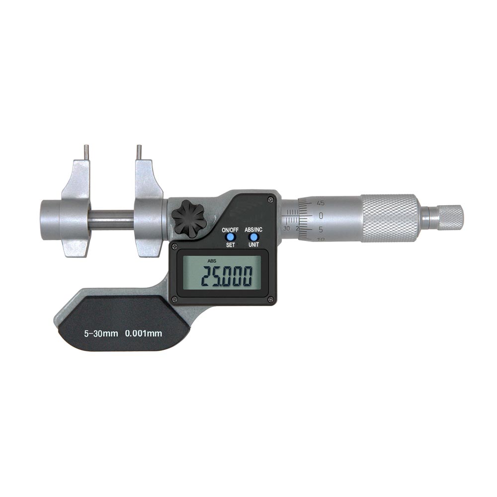 Digital inside micrometer 5 - 30 mm with round carbide measuring faces