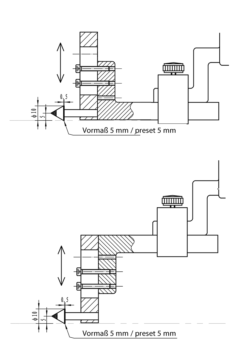 Zeichnung Universal Anreiß- und Zentrierspitze, Aufnahme 6 x 8 mm Zeichnung Universal Anreiß- und Zentrierspitze, Aufnahme 6 x 8 mm