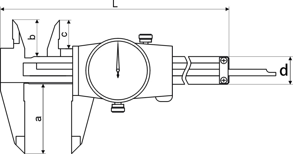 Technical drawing Dial caliper 0 - 200 mm DIN 862 TOP