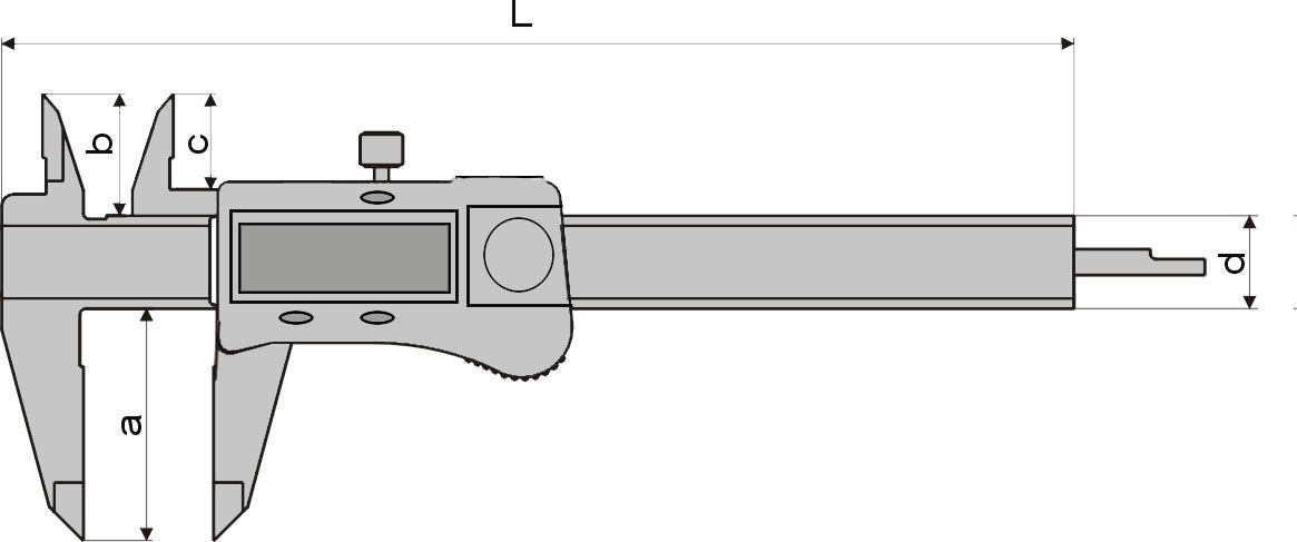 Zeichnung Digital-Messschieber 0 - 200 mm Messbereich mit Bruchanzeige DIN 862