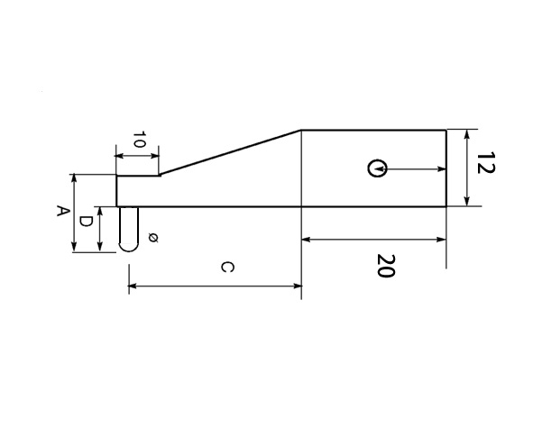 Zeichnung Messeinsatz mit balligen Messflächen Ø 4 mm innen