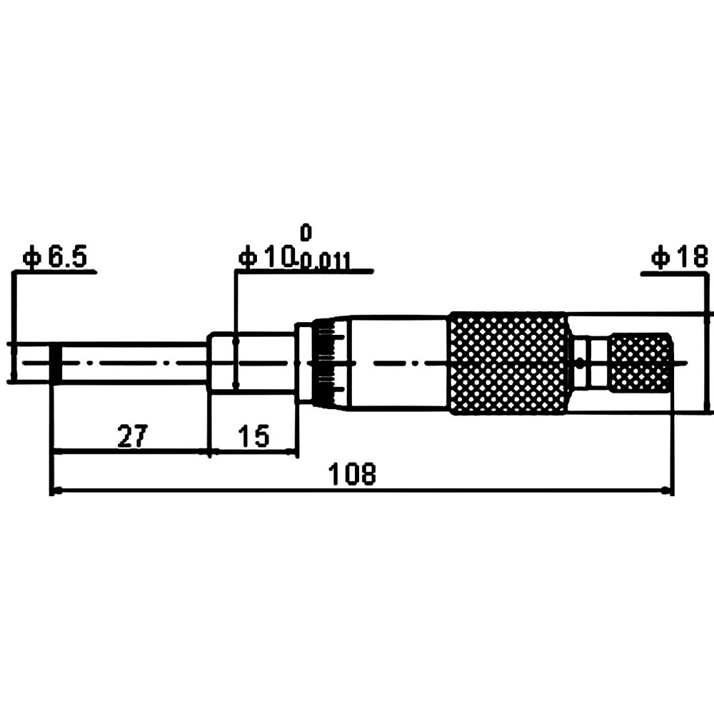 Technical drawing Micrometer head 0-25 mm range DIN 863