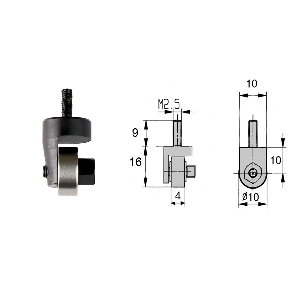 Messeinsatz mit Rolle 10 x 4 mm für Messuhren Gewinde M 2,5
