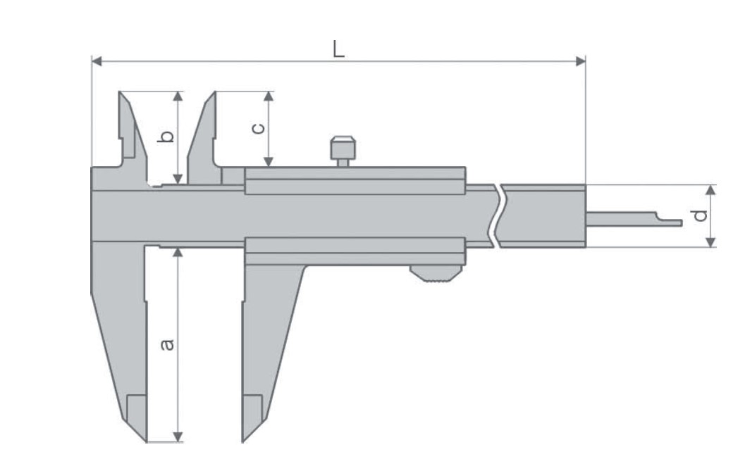 Zeichnung Taschen-Messschieber 150 mm Messbereich mit extra großen Ziffern DIN 862