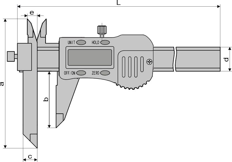 Technical drawing Digital caliper 0 - 300 mm with movable measuring jaw