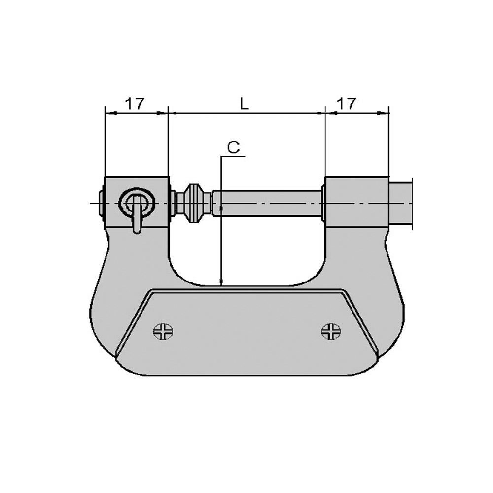 Zeichnung Digital-Gewinde-Messschraube 25 - 50 mm mit Ratsche