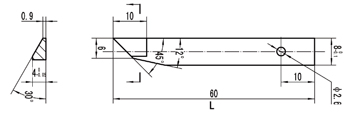 Zeichnung Messeinsatz zur Außenmessung Länge 60 mm
