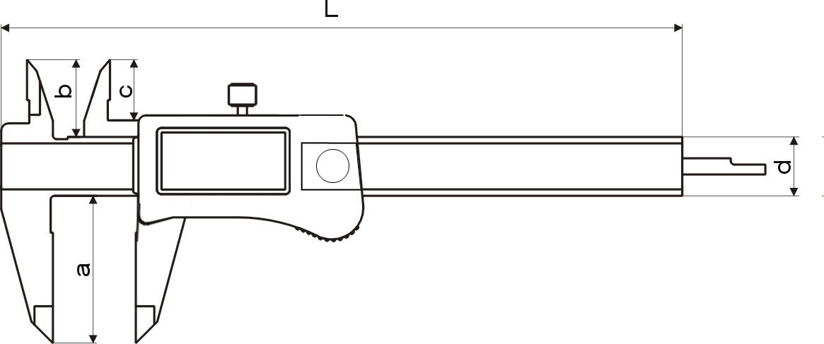 Zeichnung Digital-Messschieber 0 - 150 mm mit rundem Tiefenmaß ABS-System