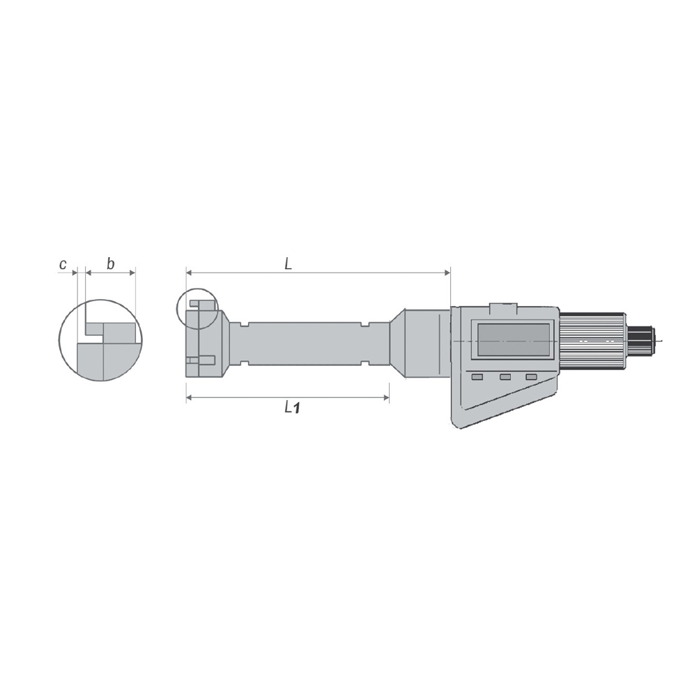 Technical drawing Digital three point internal micrometer 16-20 mm range
