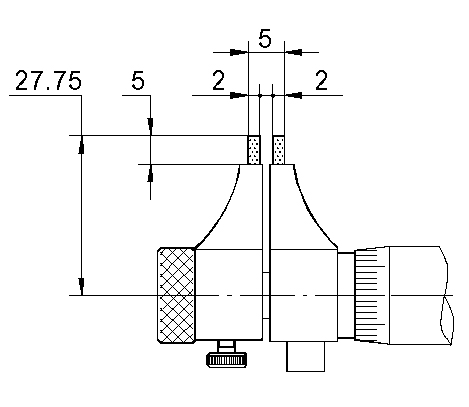 Technical drawing Digital inside micrometer 5 - 30 mm with round carbide measuring faces