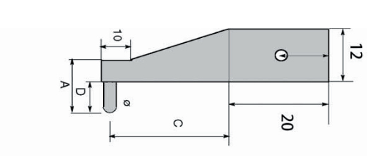 Technical drawing Measuring insert with spherical measuring faces Ø 2 mm inside