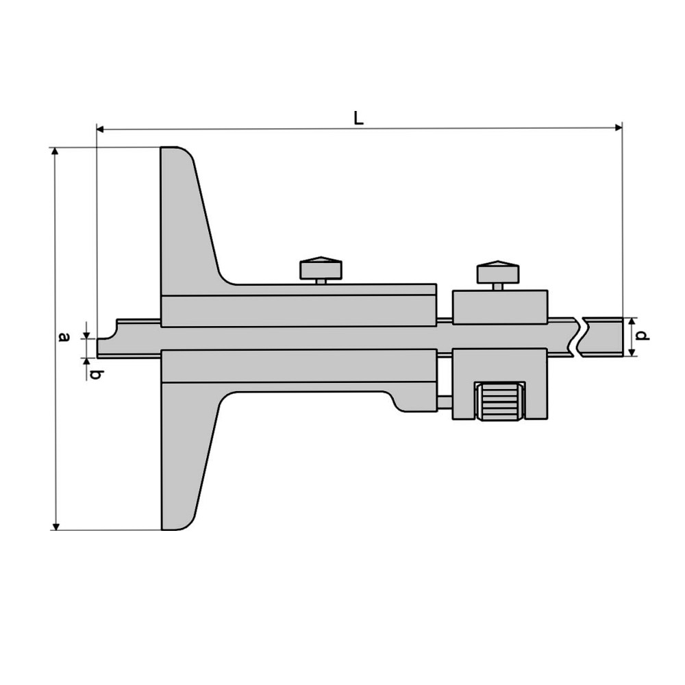 Technical drawing Depth vernier caliper 300 x 150 mm with fine adjustment DIN 862