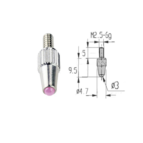 Messeinsatz mit Rubin-Kugel Ø 3 mm für Messuhren Gewinde M 2,5